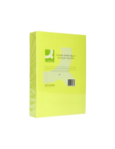 Papel color q-connect din a4 80gr amarillo neon...