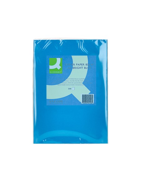 Papel color q-connect din a4 80gr azul intenso paquete de 500 hojas