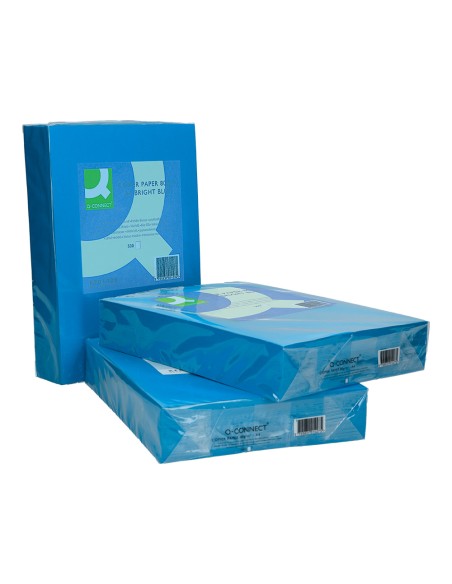 Papel color q-connect din a4 80gr azul intenso paquete de 500 hojas