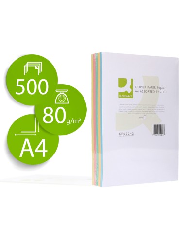 Papel color q-connect din a4 80 gr 5 colores...