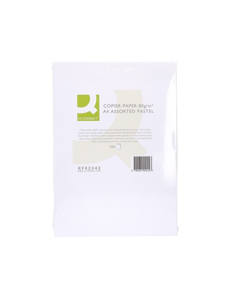 Papel color q-connect din a4 80 gr 5 colores surtidos paquete de 500 hojas