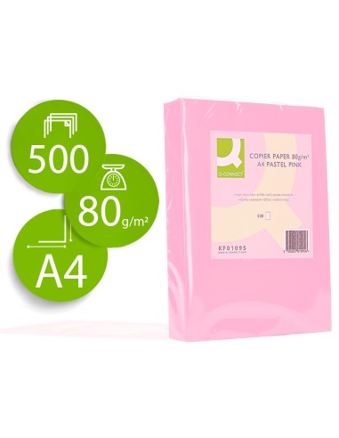 Papel color q-connect din a4 80 gr rosa paquete...