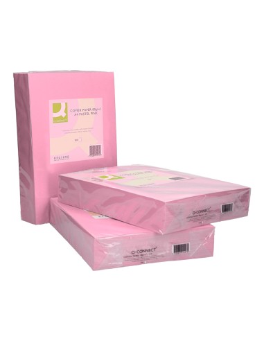 Papel color q-connect din a4 80 gr rosa paquete...