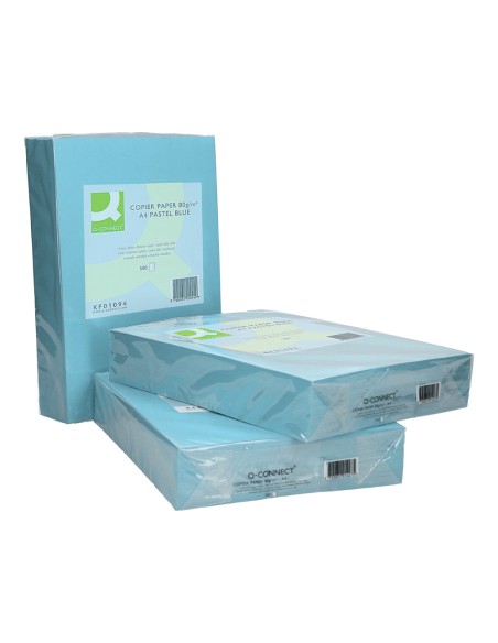 Papel color q-connect din a4 80gr celeste paquete de 500 hojas