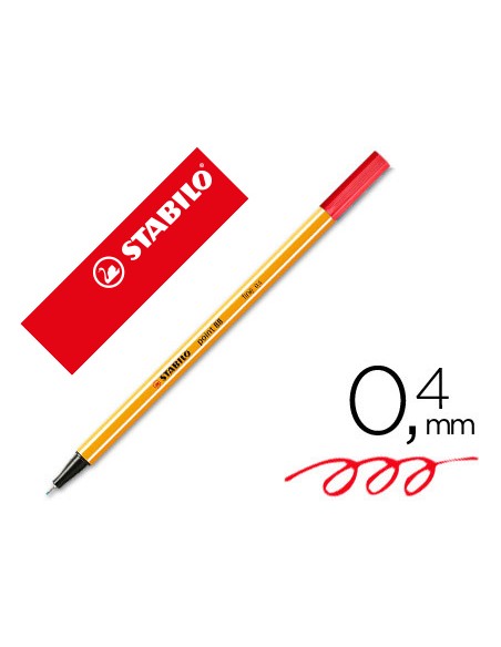 Rotulador stabilo punta de fib ra point 88 rojo neon punta fina 0,4mm