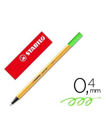 Rotulador stabilo punta de fib ra point 88 verde neon punta fina 0,4mm