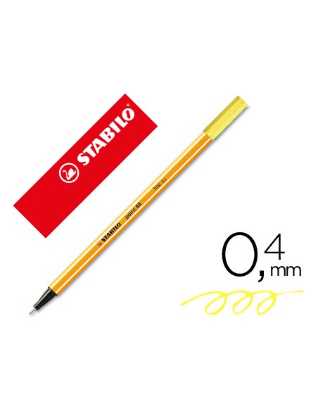 Rotulador stabilo punta de fib ra point 88 amarillo neon punta fina 0,4mm