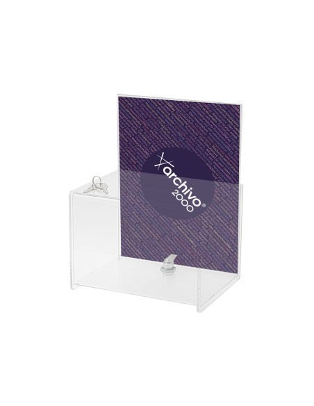 Buzon de sugerencias archivo 2000 con cerradura y 2 llaves poliestireno transparente 170x220x285 mm
