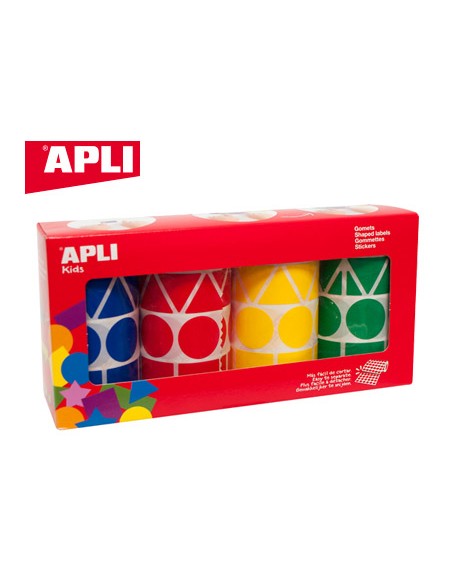 Gomets apli figuras surtidas t amaño xl pack de 4 rollos colores surtidos 5428 unidades