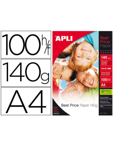 Papel fotografico apli glossy din a4 pack de...