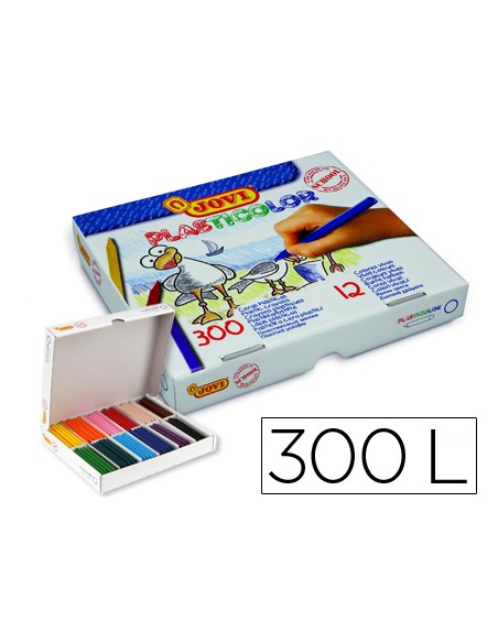 Lapices cera jovi plasticolor caja de 300 unidades 25 colores surtidos