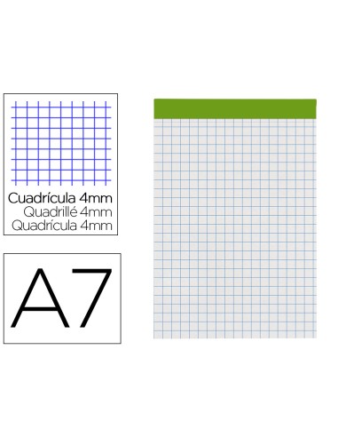 Bloc notas liderpapel cuadro 4 mm a7 80 hojas...