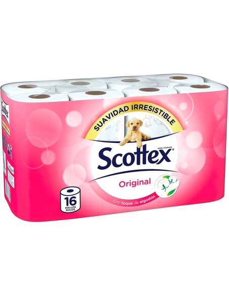 Papel higienico scottex original 2 capas paquete de 16 rollos 17,7 m