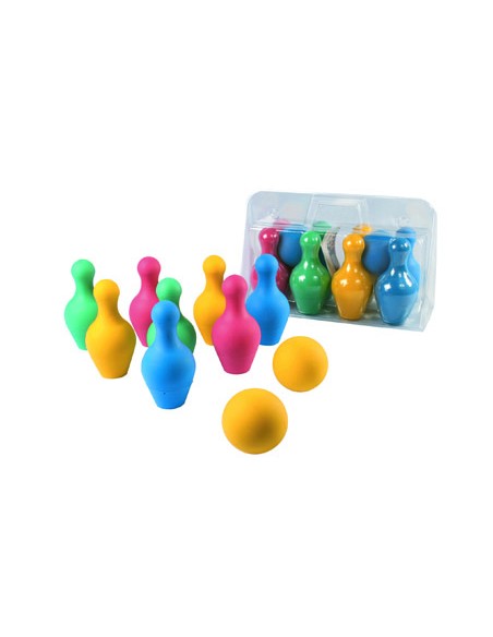 Juego de bolos amaya en foam 8 piezas y 2 pelotas longitud 18 cm