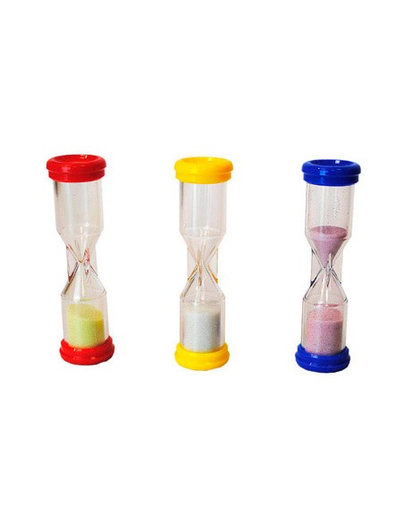 Reloj de arena henbea plastico resistente marca de 1 a 3 minutos 10x3 cm