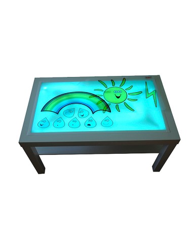 Mesa con luz henbea madera de haya superficie...