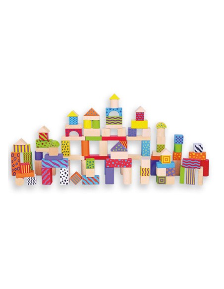 Juego andreutoys bloques maderas 100 piezas 22,5x22 cm
