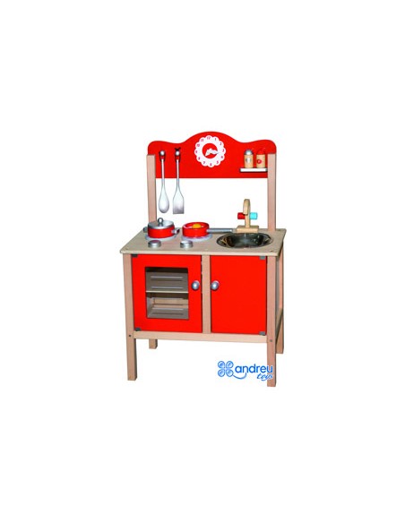 Juego andreutoys cocina madera con complementos 60x30x80 cm