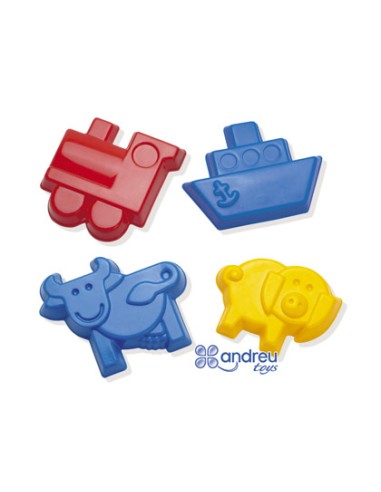 Juego dantoy moldes arena 4 modelos 12 cm caja...