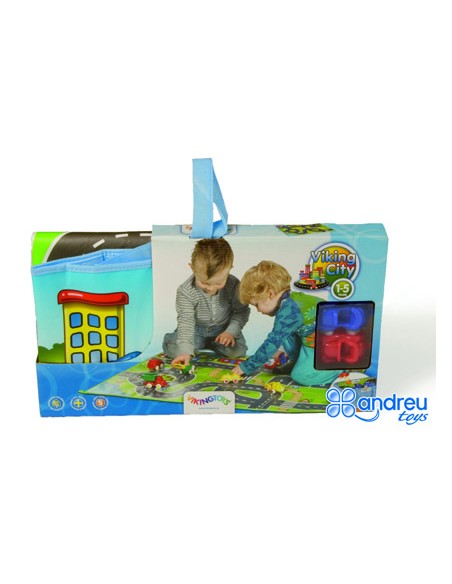 Juego vikingtoys circuito + 2 vehiculos 90x70 cm