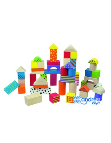 Juego andreutoys construccion bloques madera 50...