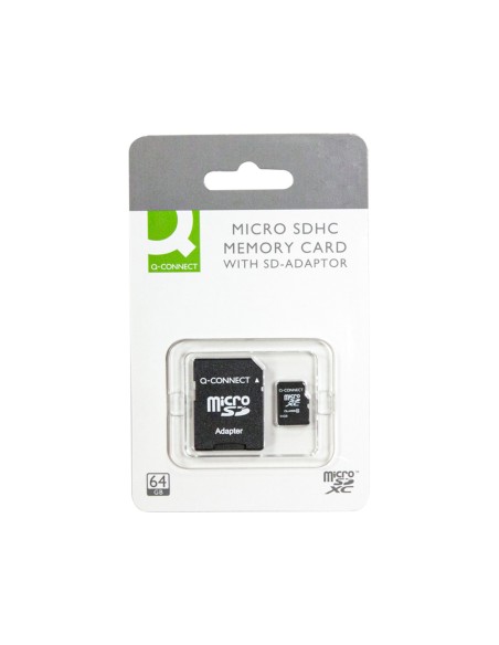 Memoria sd micro q-connect flash 64 gb clase 10 con adaptador