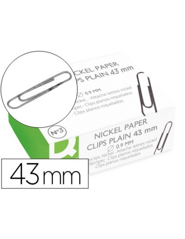 Clips niquelados q-connect nº3 43 mm caja de...