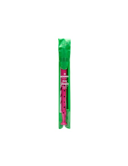 Flauta hohner 9508 color rosa funda verde y transparente