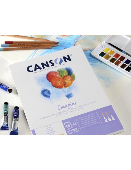 Bloc dibujo multitecnicas canson imagine din a4 encolado liso 21x29,7 cm 50 hojas 200 gr/m2