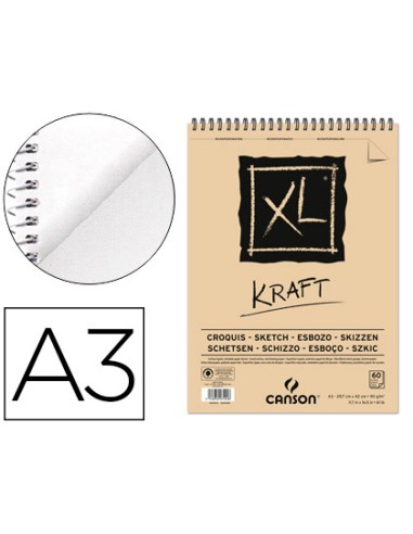 Bloc dibujo esbozo canson xl kraft din a3 kraft...