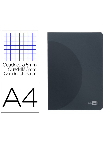 Libreta liderpapel 360 tapa de plastico a4 48 hojas 90gr 5mm con doble margen tapa negra