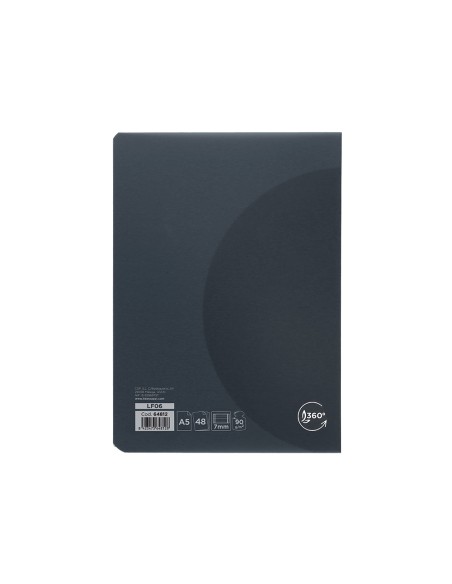 Libreta liderpapel 360 tapa de plastico a5 48 hojas 90gr horizontal con doble margen tapa negra