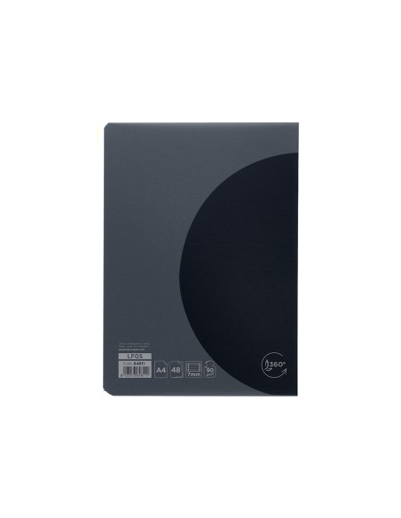 Libreta liderpapel 360 tapa de plastico a4 48 hojas 90gr horizontal con doble margen tapa negra