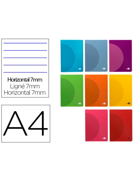 Libreta liderpapel 360 tapa de plastico a4 48 hojas 90gr horizontal con doble margen colores surtidos