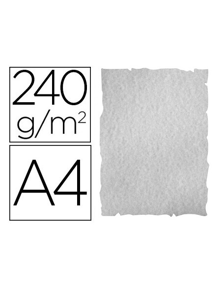 Papel color liderpapel pergamino con bordes a4 240gr gris pack de 10 hojas