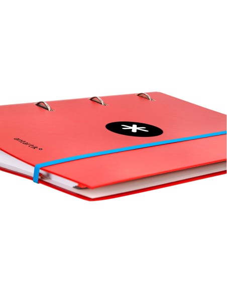 Carpeta con recambio antartik a4 cuadro 5mm forrada 4 anillas 40mm redondas con solapa colores surtidos