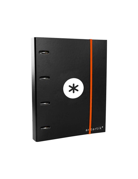 Carpeta con recambio antartik a4 cuadro 5mm forrada 4 anillas 40mm redondas con solapa color negro