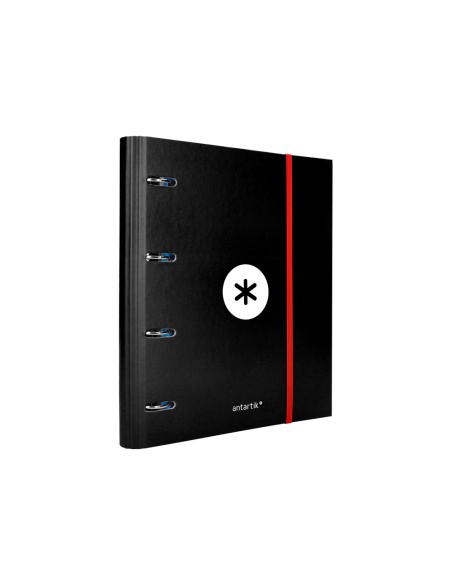 Carpeta con recambio antartik a4 cuadro 5mm forrada 4 anillas 40mm redondas con solapa color negro