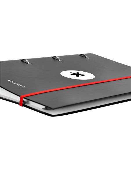 Carpeta con recambio antartik a4 cuadro 5mm forrada 4 anillas 40mm redondas con solapa color negro