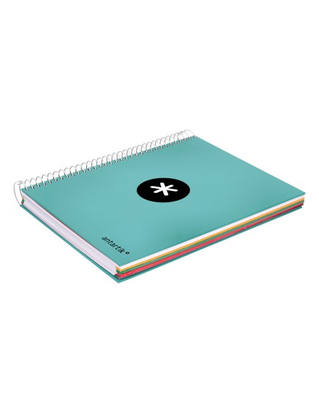 Cuaderno espiral a5 micro antartik tapa forrada120h 90 gr cuadro 5 mm 5 banda6 taladros color menta
