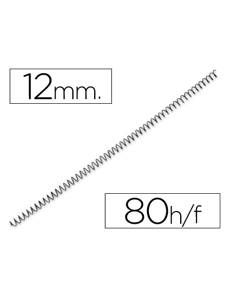 Espiral metalico q-connect 56 4:1 12mm 1mm caja de 200 unidades