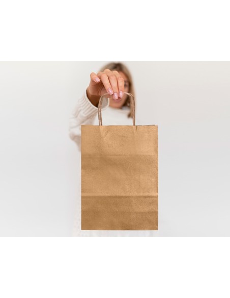 Bolsa kraft q-connect natural asa retorcida 240x100x310 mm