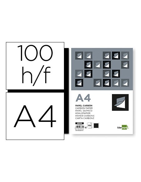Papel carbon liderpapel film negro din a4 caja de 100 hojas