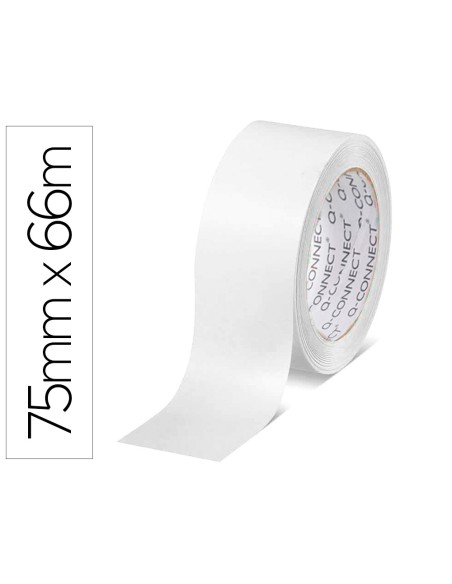 Cinta adhesiva q-connect polipropileno blanca 66 m x 75 mm para embalaje