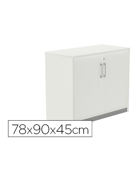 Armario rocada con un estante y dos puertas enteras serie store 78x90x45 cm acabado gris/blanco