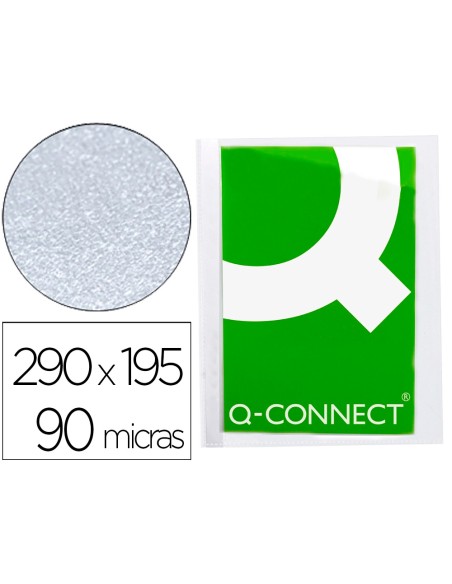 Funda protectora q-connect corte oblicuo 290x195 cristal sin taladros pvc 90mc caja de 100 unidades