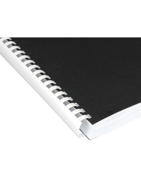 Canutillo q-connect redondo 14 mm plastico blanco capacidad 130 hojas caja de 100 unidades