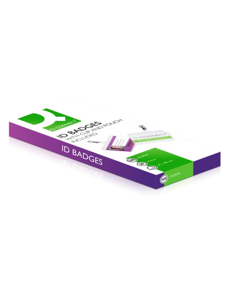 Bolsa de plastificar q-connect 67x98 mm 125 mc con clip para tarjetas de visita caja de 25 unidades