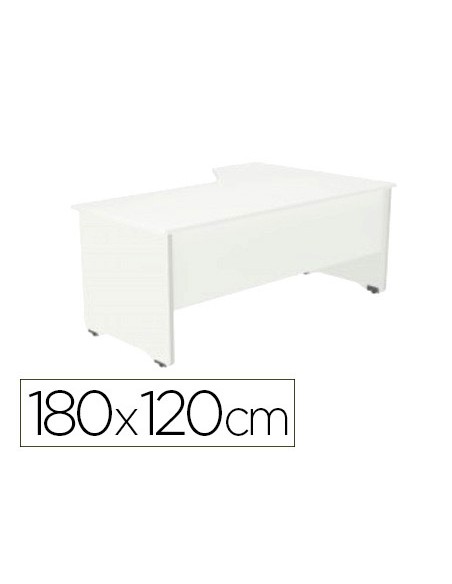 Mesa rocada serie work 180x110x76 cm izquierda acabado aw04 blanco/blanco