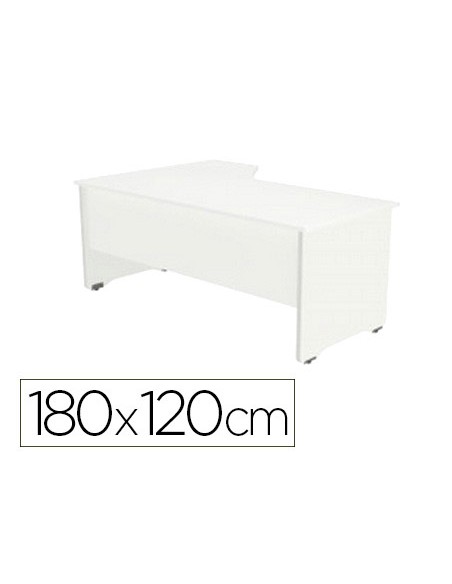 Mesa rocada serie work 180x110x76 cm derecha acabado aw04 blanco/blanco